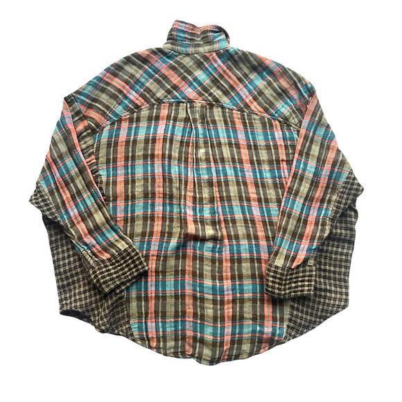 Free People One Of The Guys Plaid Flannel Tunic Shirt,Small,Oversized,Retail$128 - Picture 5 of 10